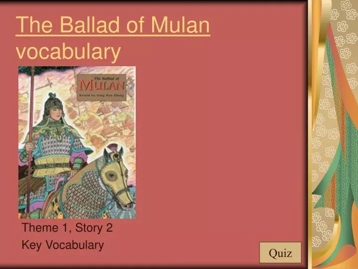 the ballad of mulan vocabulary