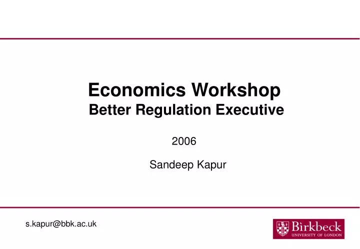 economics workshop better regulation executive