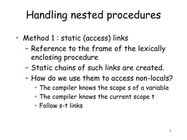 handling nested procedures