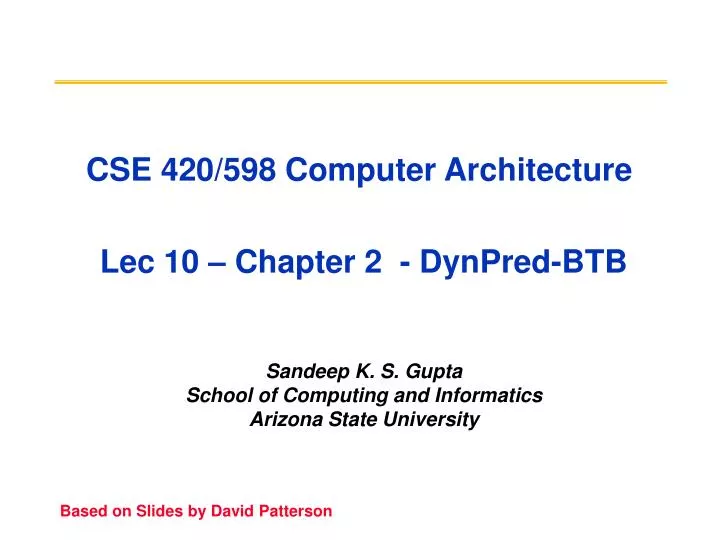 cse 420 598 computer architecture lec 10 chapter 2 dynpred btb