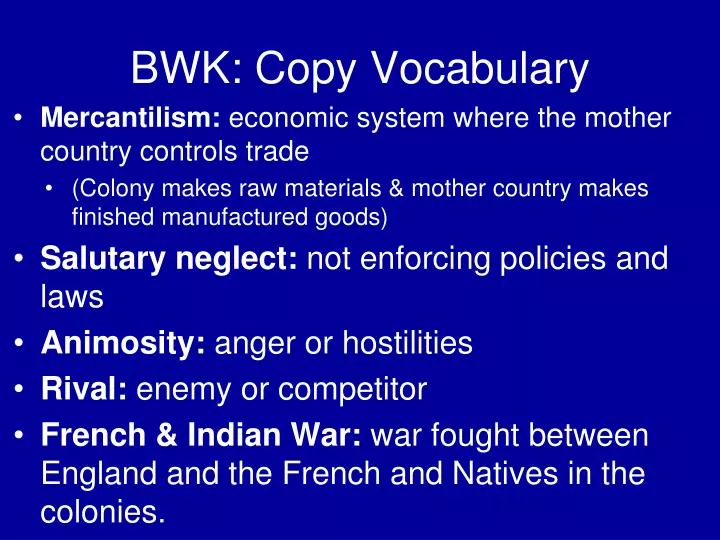 bwk copy vocabulary