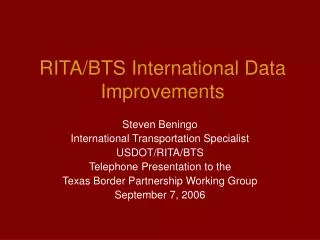 RITA/BTS International Data Improvements