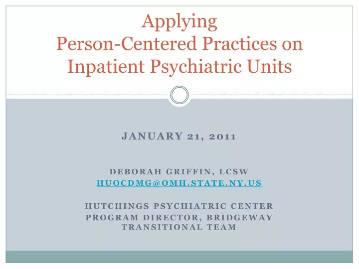 applying person centered practices on inpatient psychiatric units