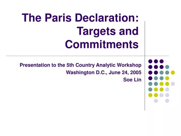 the paris declaration targets and commitments
