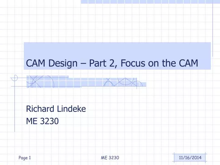cam design part 2 focus on the cam