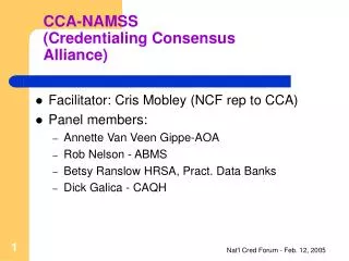 CCA-NAMSS (Credentialing Consensus Alliance)