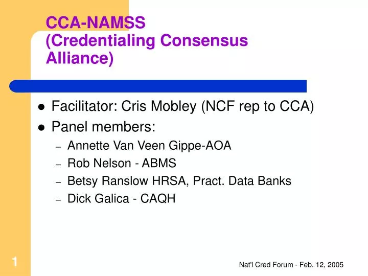 cca namss credentialing consensus alliance