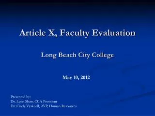 Article X, Faculty Evaluation Long Beach City College