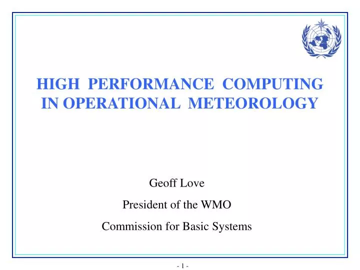 high performance computing in operational meteorology
