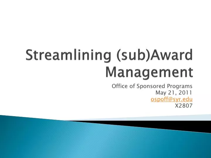 streamlining sub award management