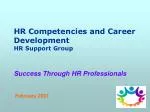 HR Competenc ies and Career Development HR Support Group - slide 1