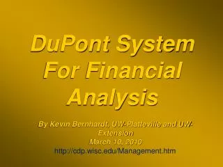 DuPont System For Financial Analysis