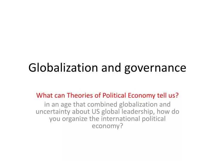 globalization and governance