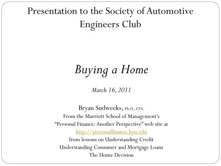 presentation to the society of automotive engineers club