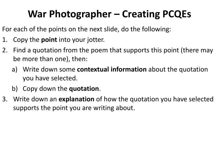 war photographer creating pcqes