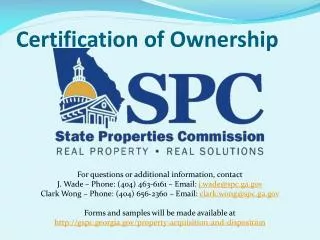 Certification of Ownership