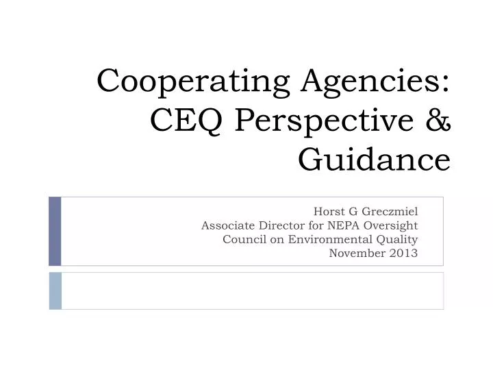 cooperating agencies ceq perspective guidance