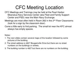 CFC Meeting Location