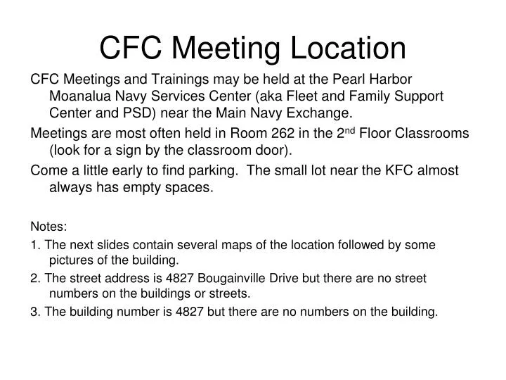 cfc meeting location