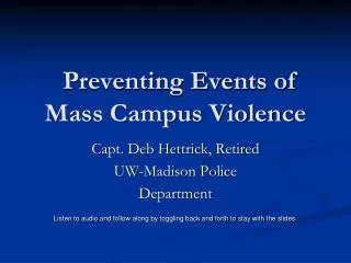 Preventing Events of Mass Campus Violence