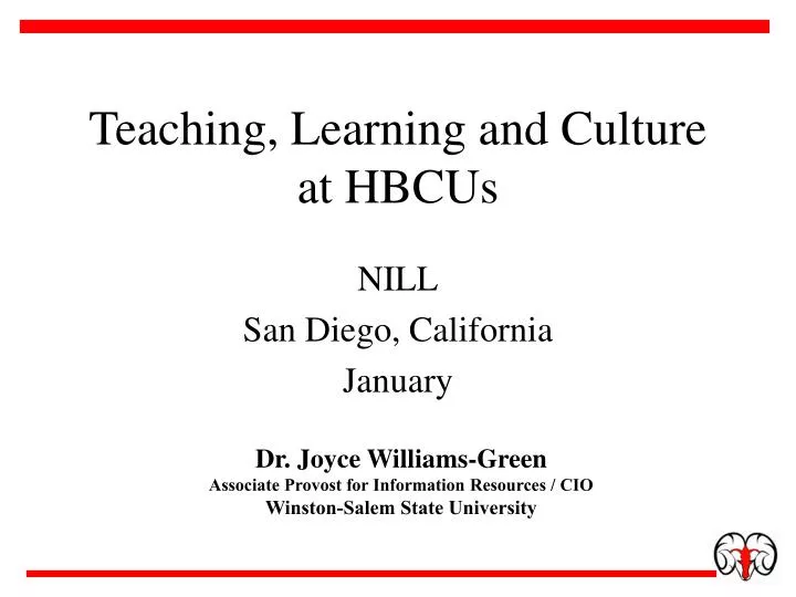 teaching learning and culture at hbcus