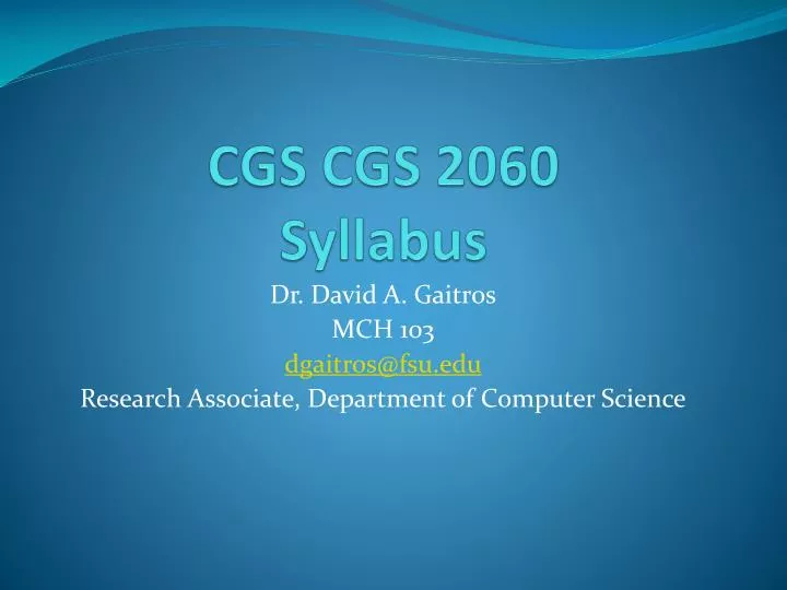cgs cgs 2060 syllabus