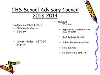 CHS School Advisory Council 2013-2014