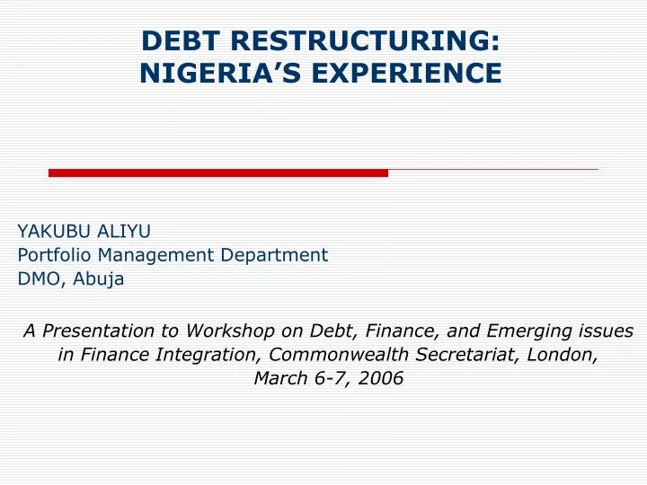 debt restructuring nigeria s experience