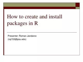 How to create and install packages in R
