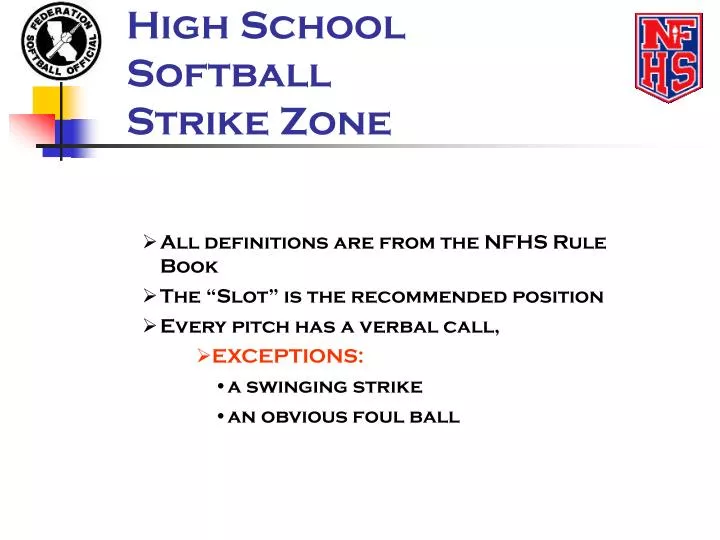 high school softball strike zone