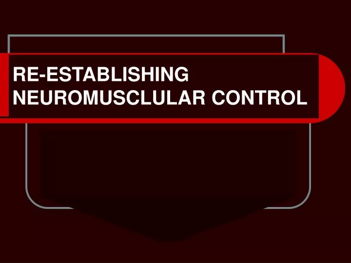 re establishing neuromusclular control