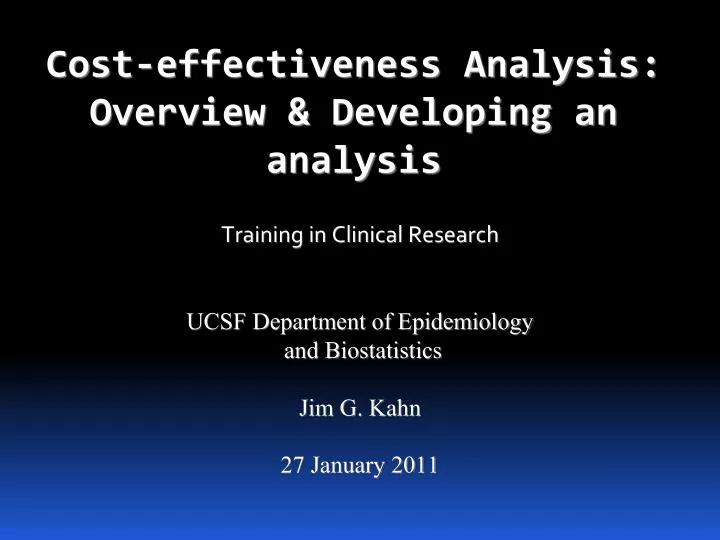 cost effectiveness analysis overview developing an analysis