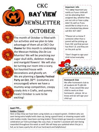 CKC BAY VIEW NEWSLETTER OCTOBER