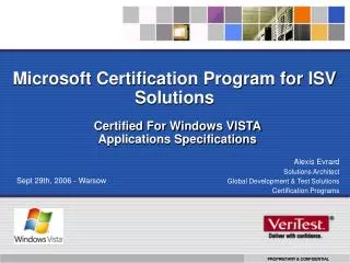 Microsoft Certification Program for ISV Solutions