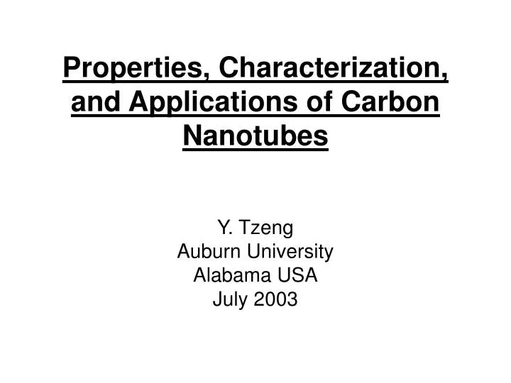 properties characterization and applications of carbon nanotubes