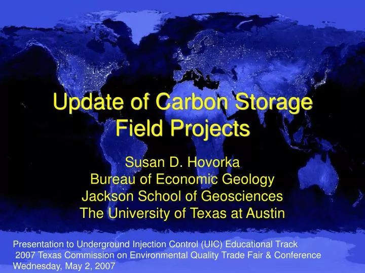 update of carbon storage field projects