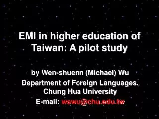 EMI in higher education of Taiwan: A pilot study