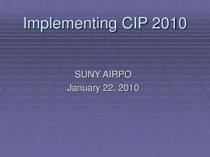 implementing cip 2010