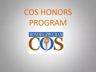 COS HONORS PROGRAM