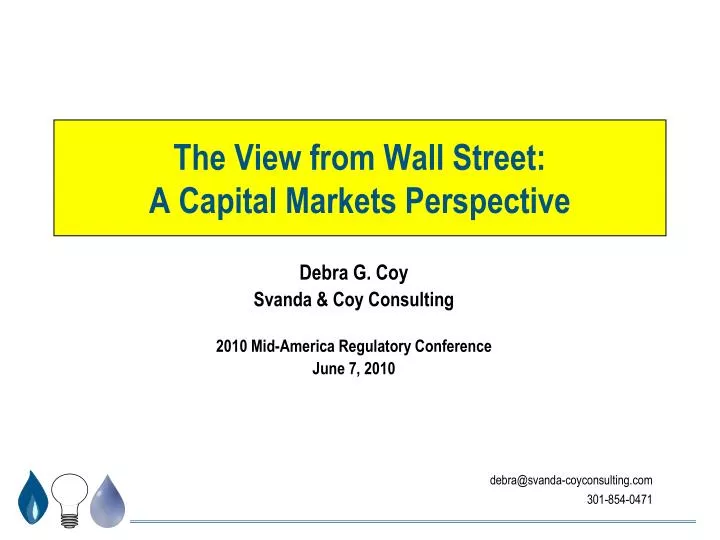 the view from wall street a capital markets perspective