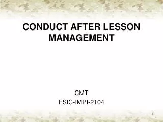 CONDUCT AFTER LESSON MANAGEMENT