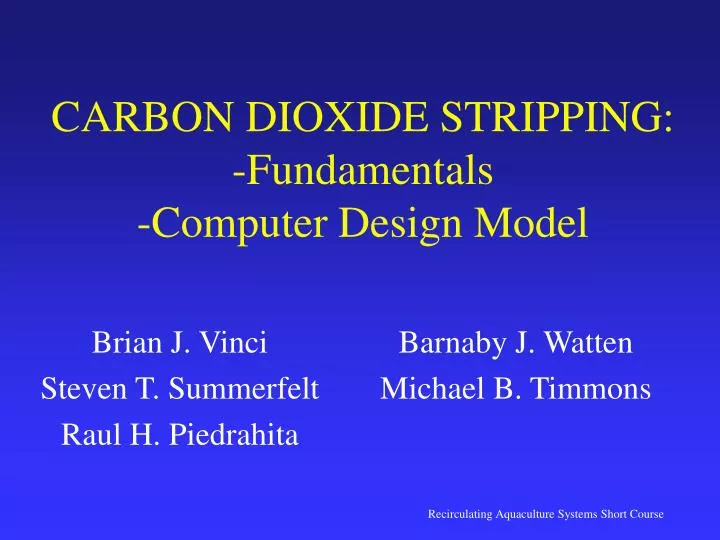 carbon dioxide stripping fundamentals computer design model