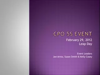 CPO 5S Event