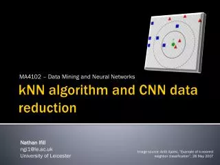 kNN algorithm and CNN data reduction