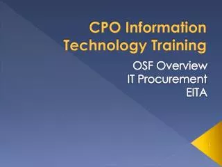 CPO Information Technology Training