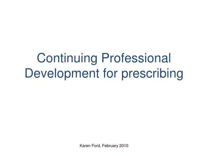 continuing professional development for prescribing