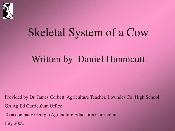 skeletal system of a cow written by daniel hunnicutt