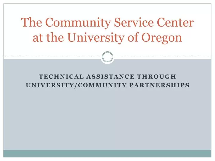 the community service center at the university of oregon