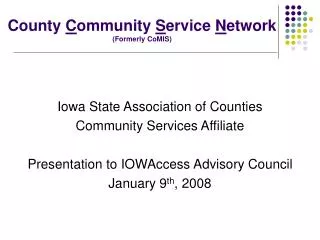 county c ommunity s ervice n etwork formerly comis