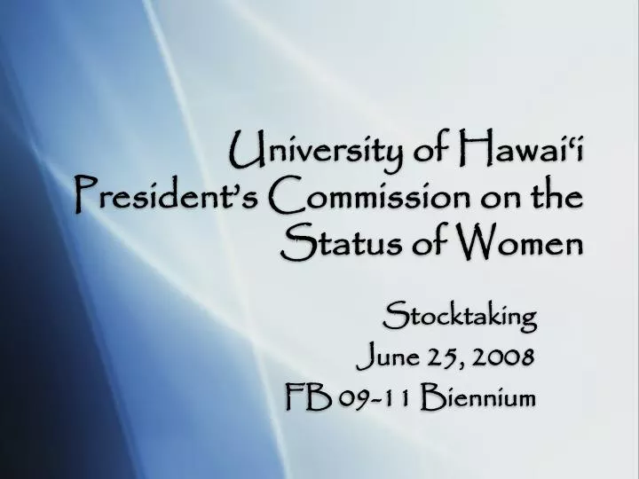 university of hawai i president s commission on the status of women